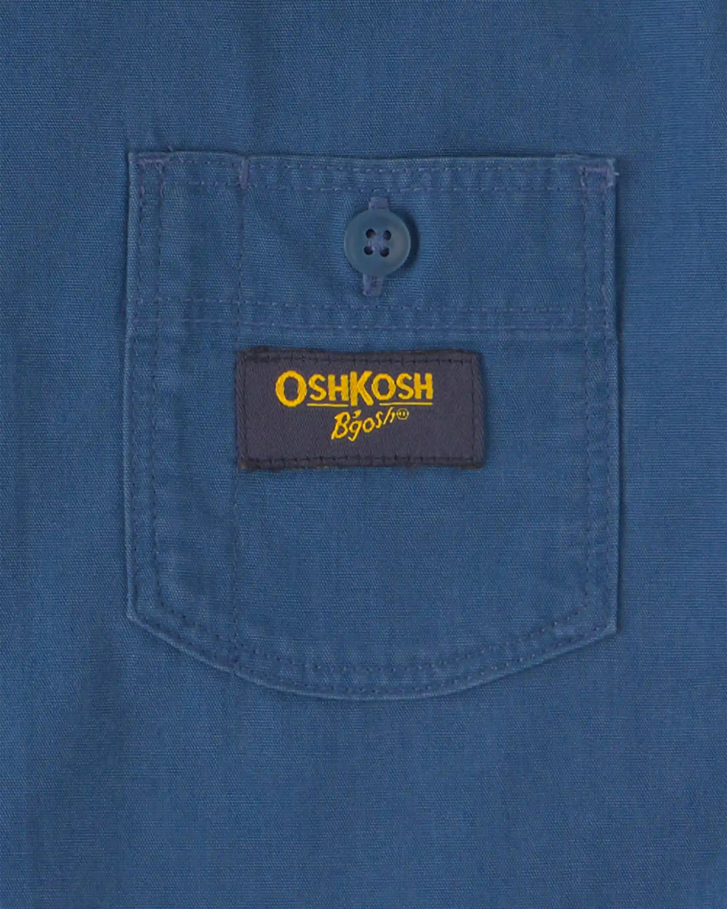Boys Canvas Short-Sleeve Button-Down Shirt - Navy Blue