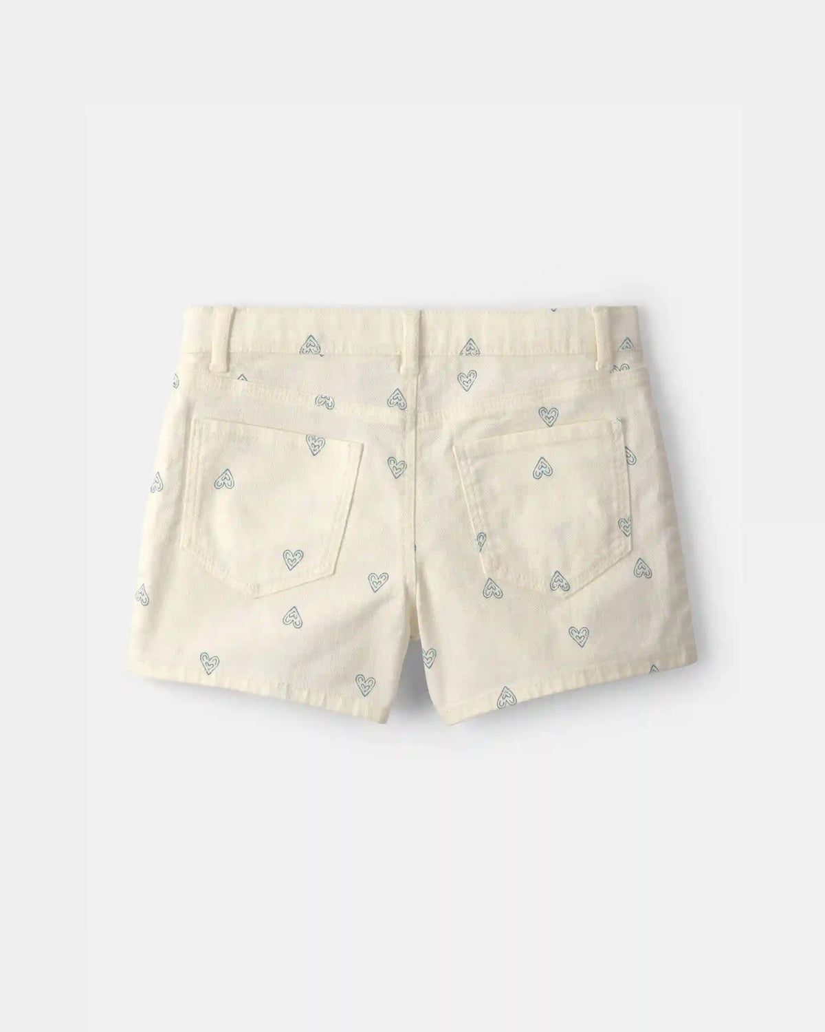 Girls Heart Denim Shorts - Ivory