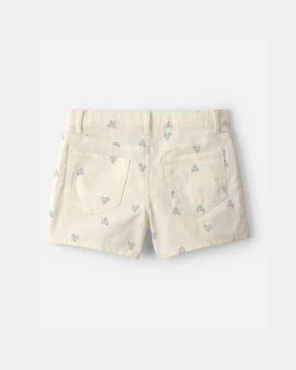 Girls Heart Denim Shorts - Ivory