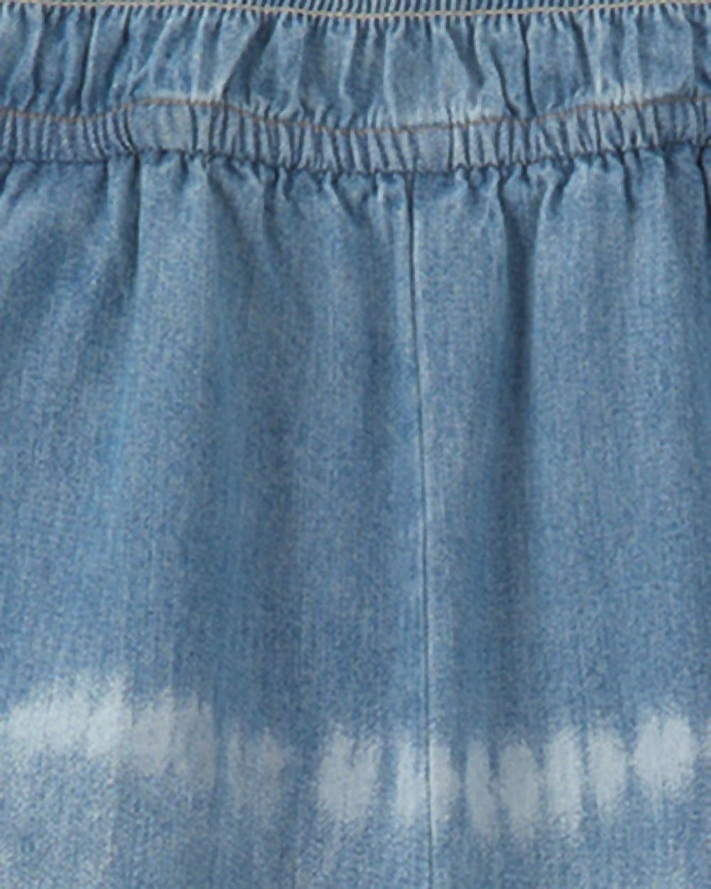 Girls Tie-Dye Smocked Denim Wide-Leg Jumpsuit - Medium Wash