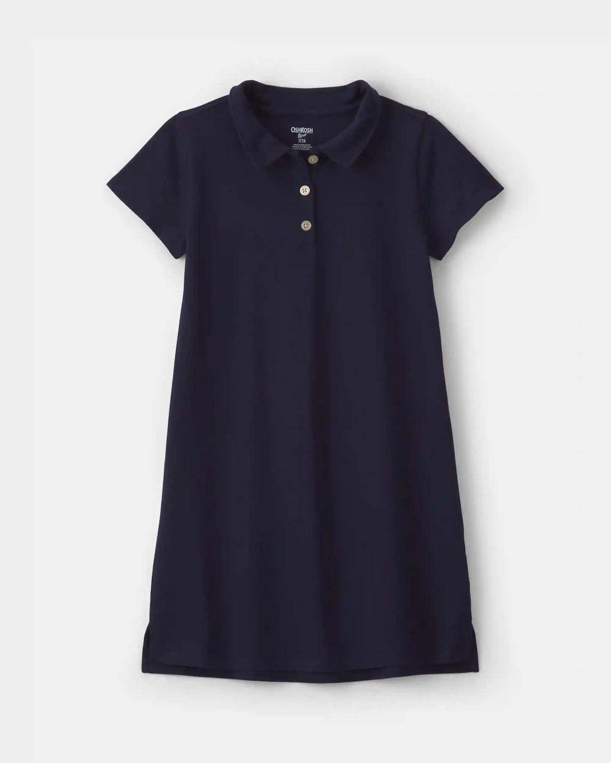Girls Uniform Piqué Short-Sleeve Dress - Navy