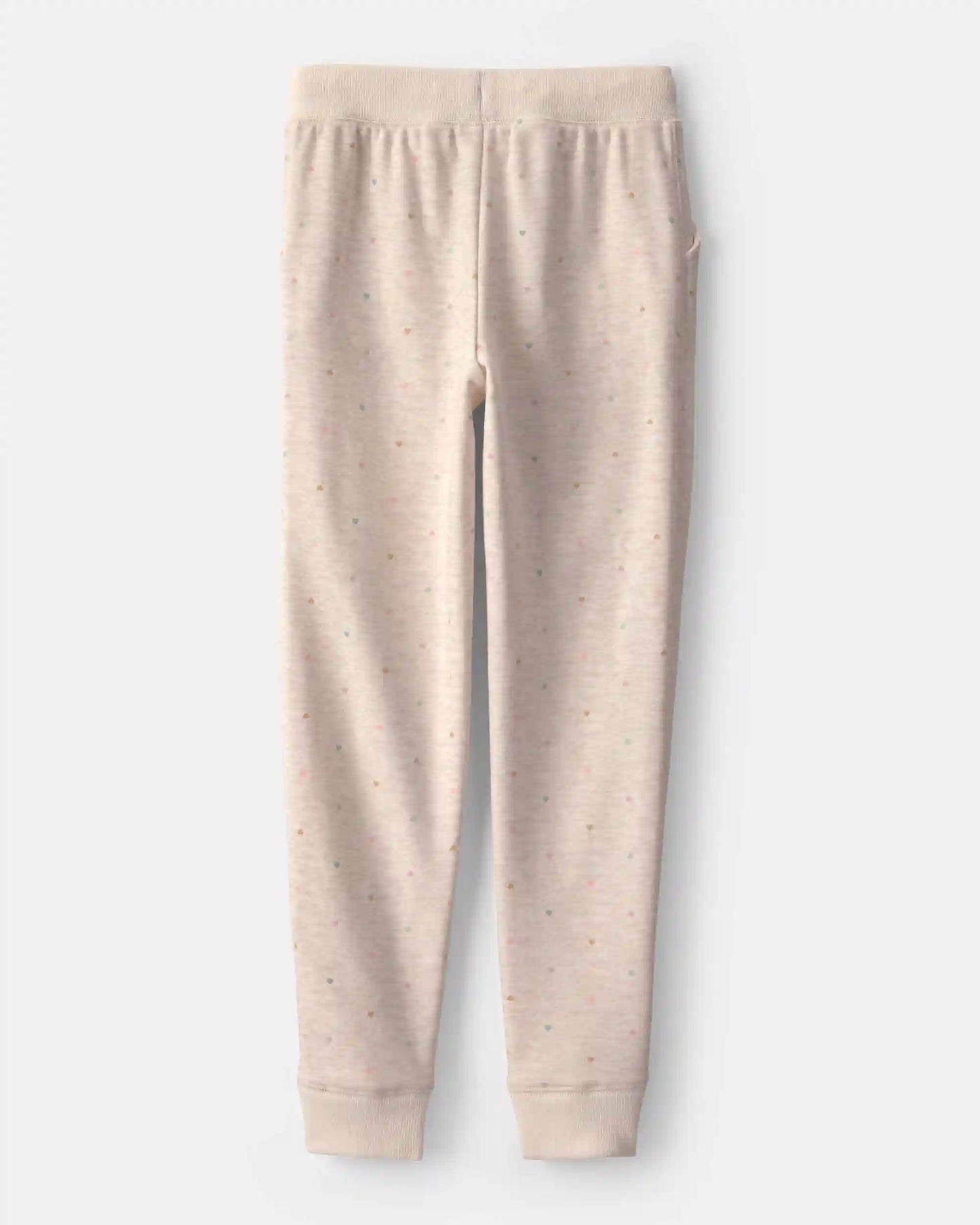 Girls Heart Drawstring Knit Joggers - Cream