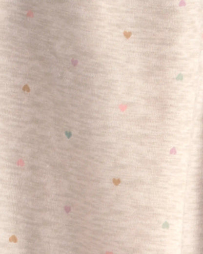 Girls Heart Drawstring Knit Joggers - Cream