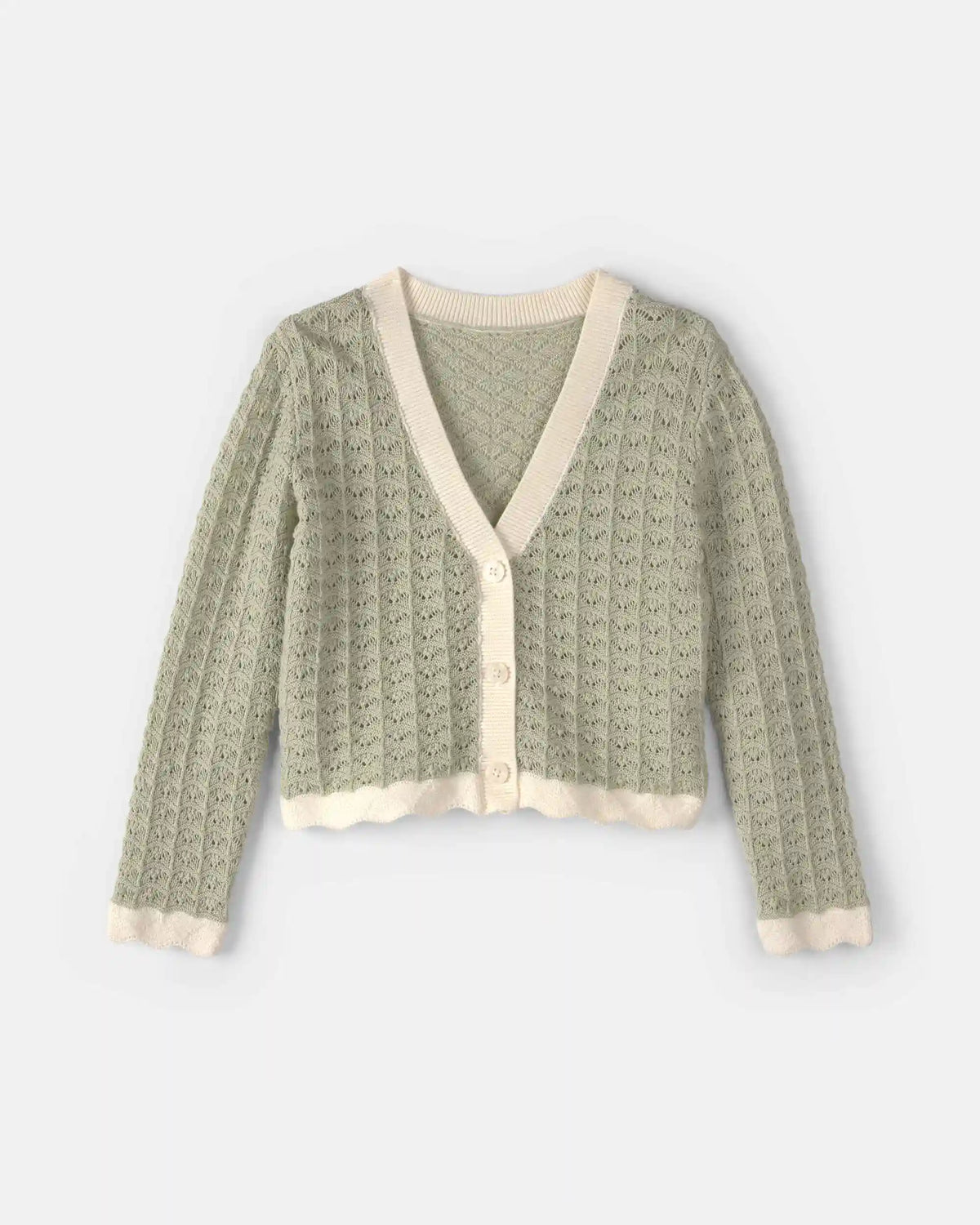 Girls Button-Down Knit Cardigan Sweater - Green