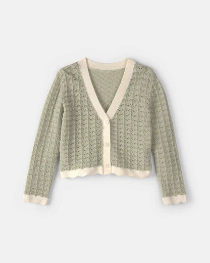 Girls Button-Down Knit Cardigan Sweater - Green