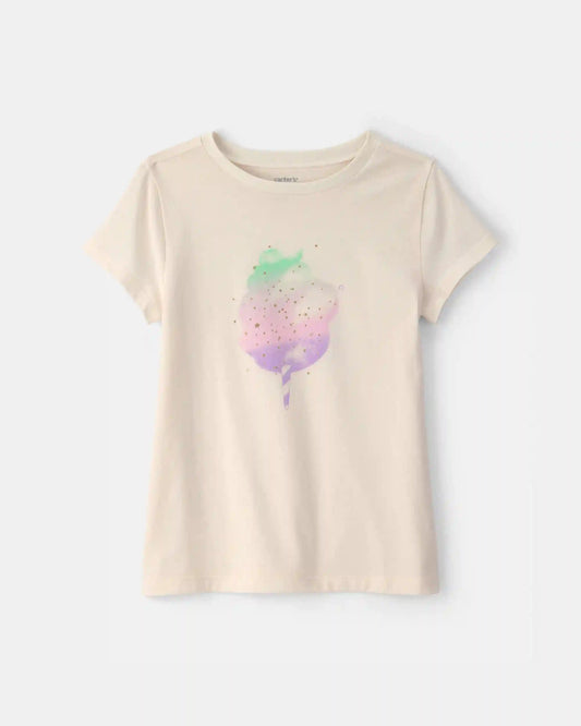 Girls Cotton Candy Graphic Tee - Cream