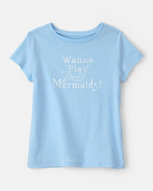 Girls Mermaid Graphic Tee - Blue