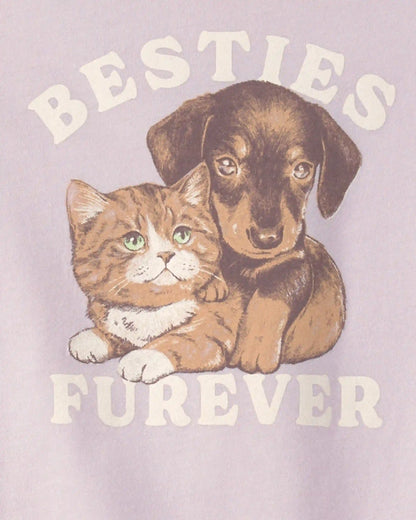 Girls 'Besties Furever' Graphic Tee - Purple
