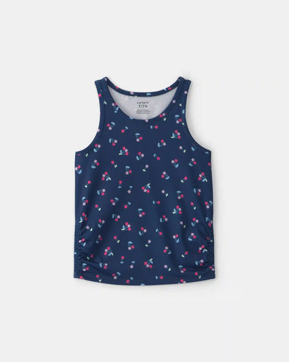 Girls Floral Active Tank Top - Navy