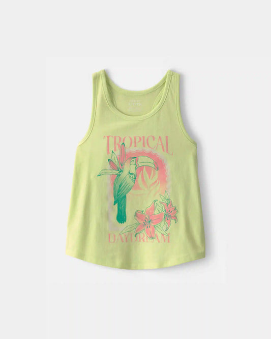 Girls 'Tropical Daydream' Toucan Graphic Tank - Green