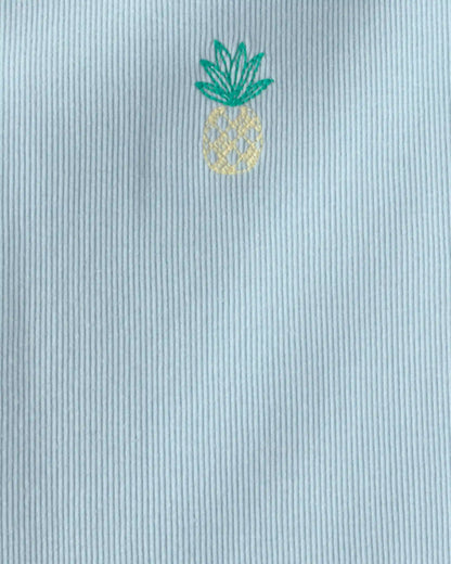 Girls Pineapple Embroidered Tank Top - Blue