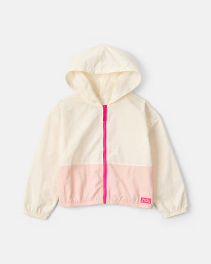 Girls Colorblock Zip-Up Jacket - Ivory/Pink