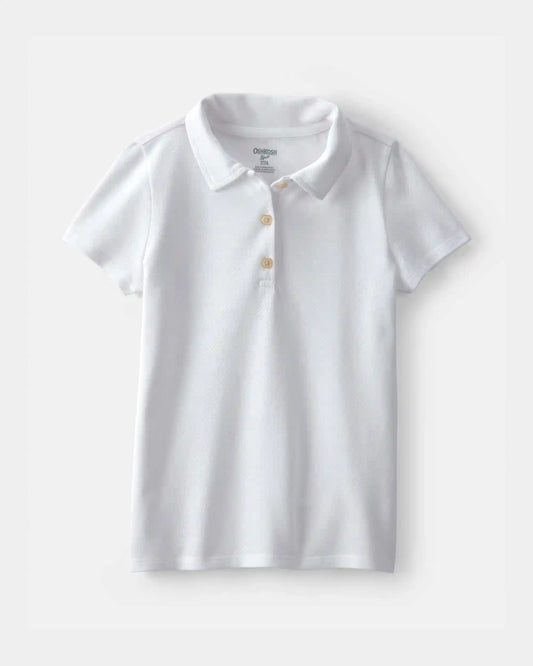Girls Uniform Piqué Polo Shirt - White