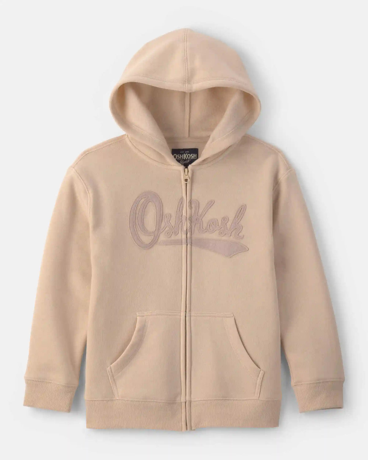 Boys OshKosh Logo Fleece Zip-Up Hoodie - Tan