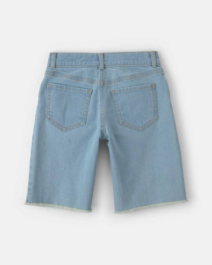 Girls Floral Denim Shorts - Medium Wash