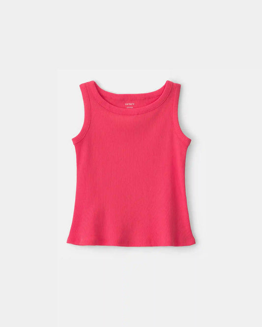 Girls Rib Tank Top - coral