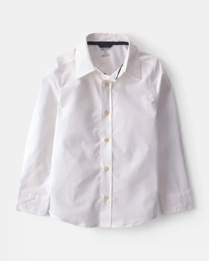 Boys Poplin Long-Sleeve Button-Down Shirt - White