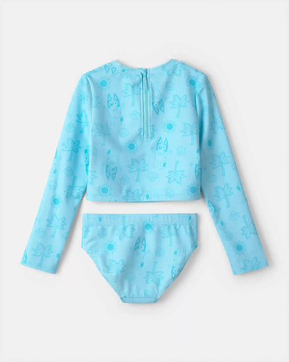 Girls 2-Piece Bluey™ Rashguard Swimsuit Set - Blue