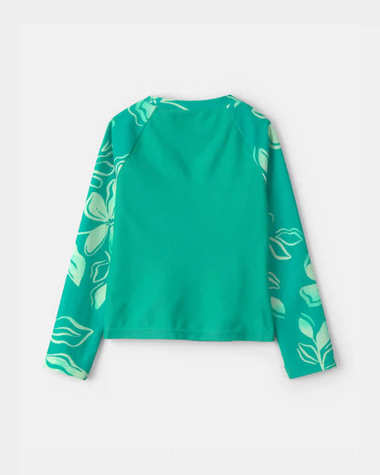 Girls 3-Piece Floral Rashguard Swimsuit Set - Green