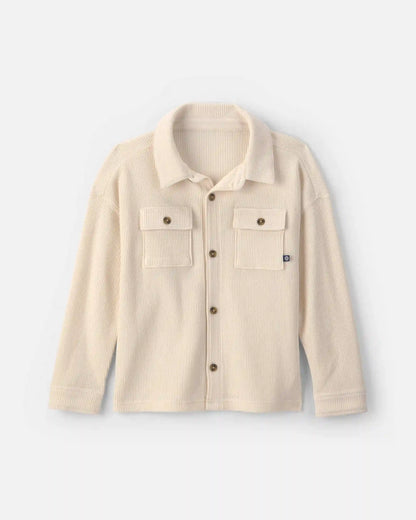 Boys Thermal Long-Sleeve Button-Down Shirt - Cream