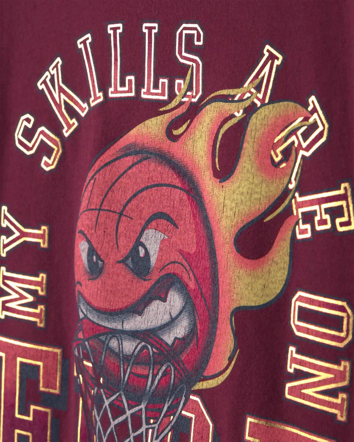 Boys 'My Skills Are On Fire' Basketball Graphic Tee - Burgundy