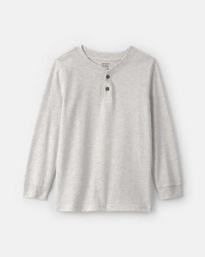 Boys Long-Sleeve Henley T-Shirt - Grey