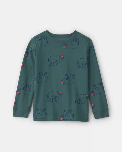 Boys Bear Long-Sleeve T-Shirt - Green