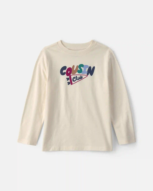 Kids 'Cousin Club' Long-Sleeve Graphic Tee - Cream