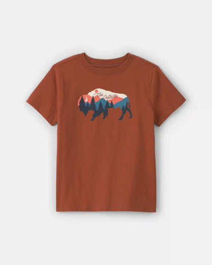 Boys Buffalo Mountain Graphic Tee - Brown