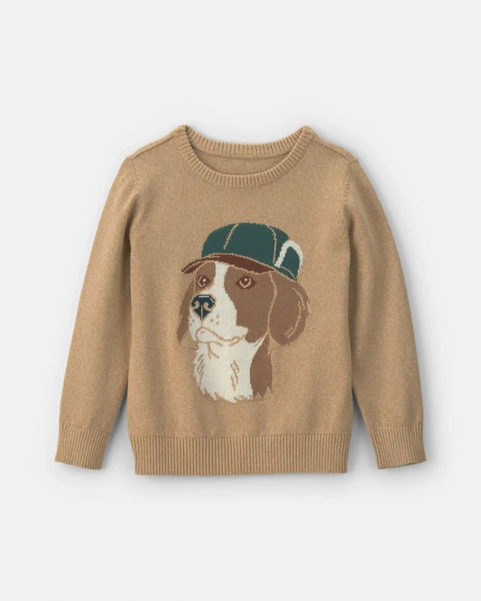 Boys Dog Sweater - Brown