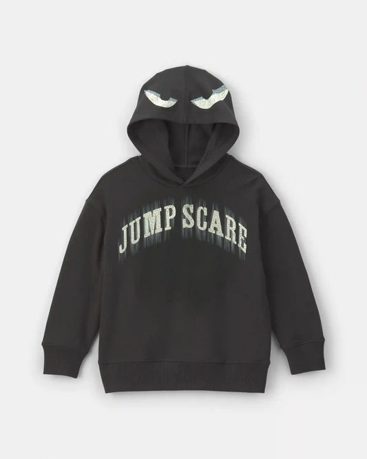 Boys 'Jump Scare' Halloween French Terry Hoodie - Black/White
