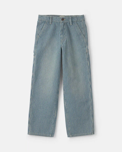 Boys Hickory Stripe Denim Baggy Jeans - Light Wash