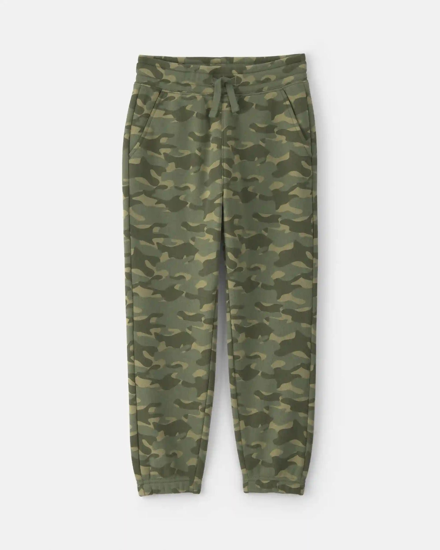 Boys Camo Fleece Joggers - Olive Green