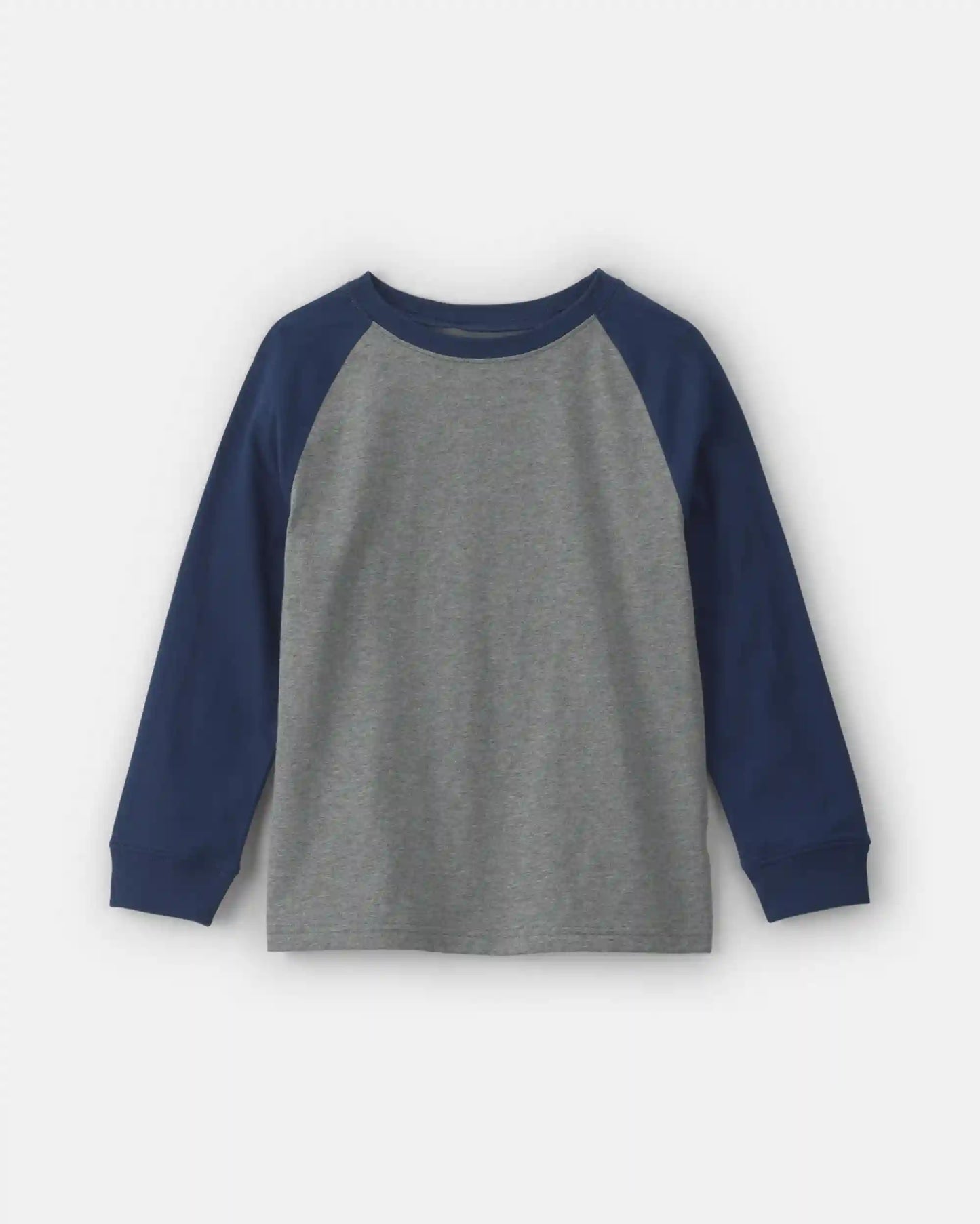 Boys Color Block Long-Sleeve T-Shirt - Grey/Navy Blue