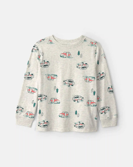 Boys Car Mountain Off-Roading Long-Sleeve Tee - Grey