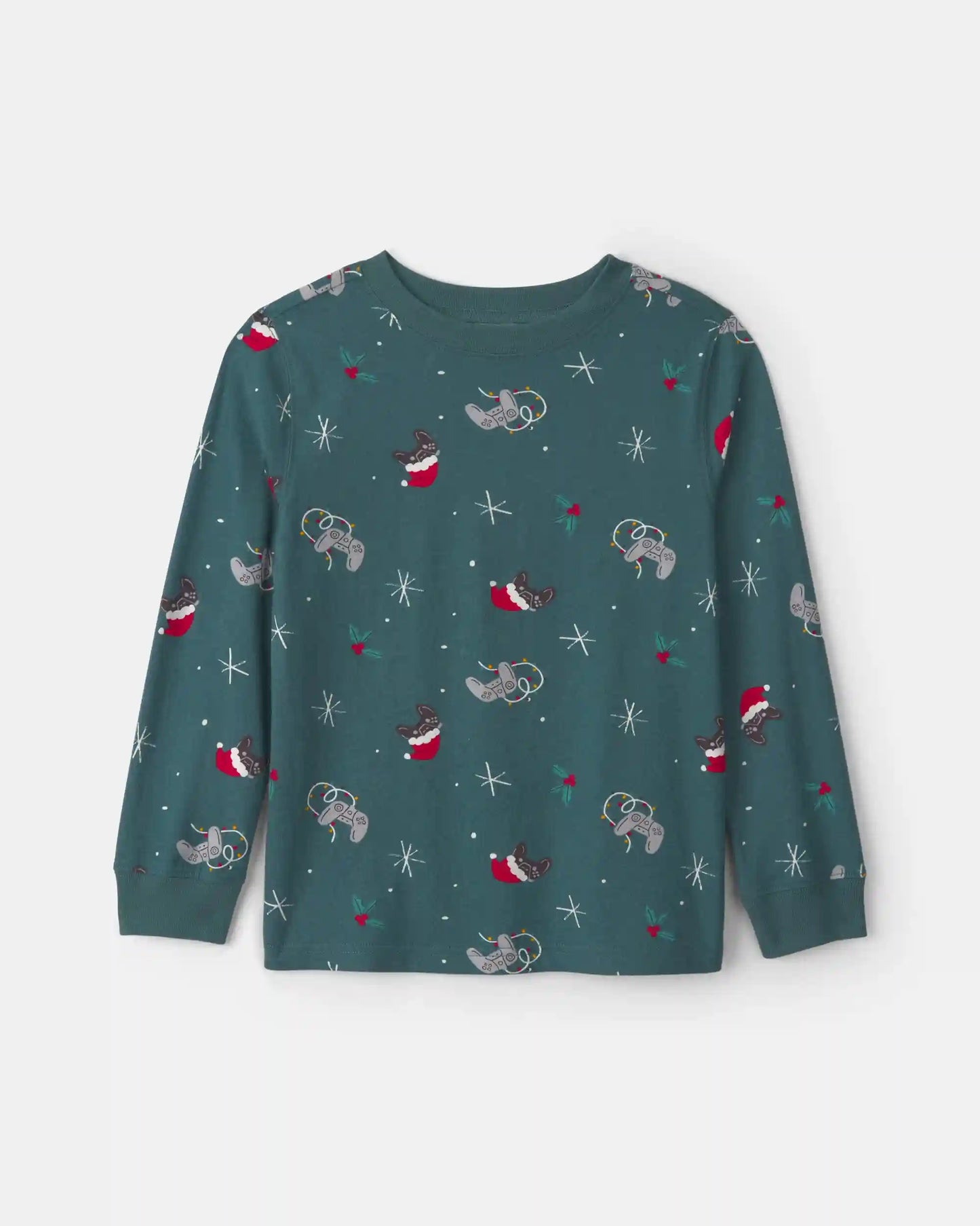 Boys Christmas Gaming Long-Sleeve Tee - Green