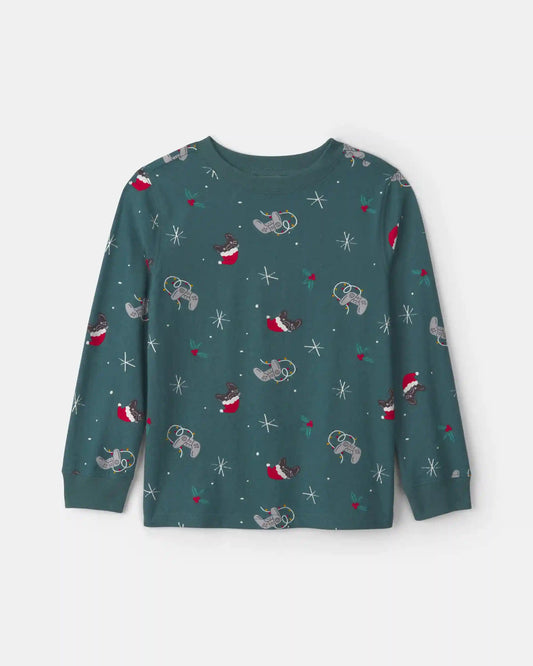 Boys Christmas Gaming Long-Sleeve Tee - Green