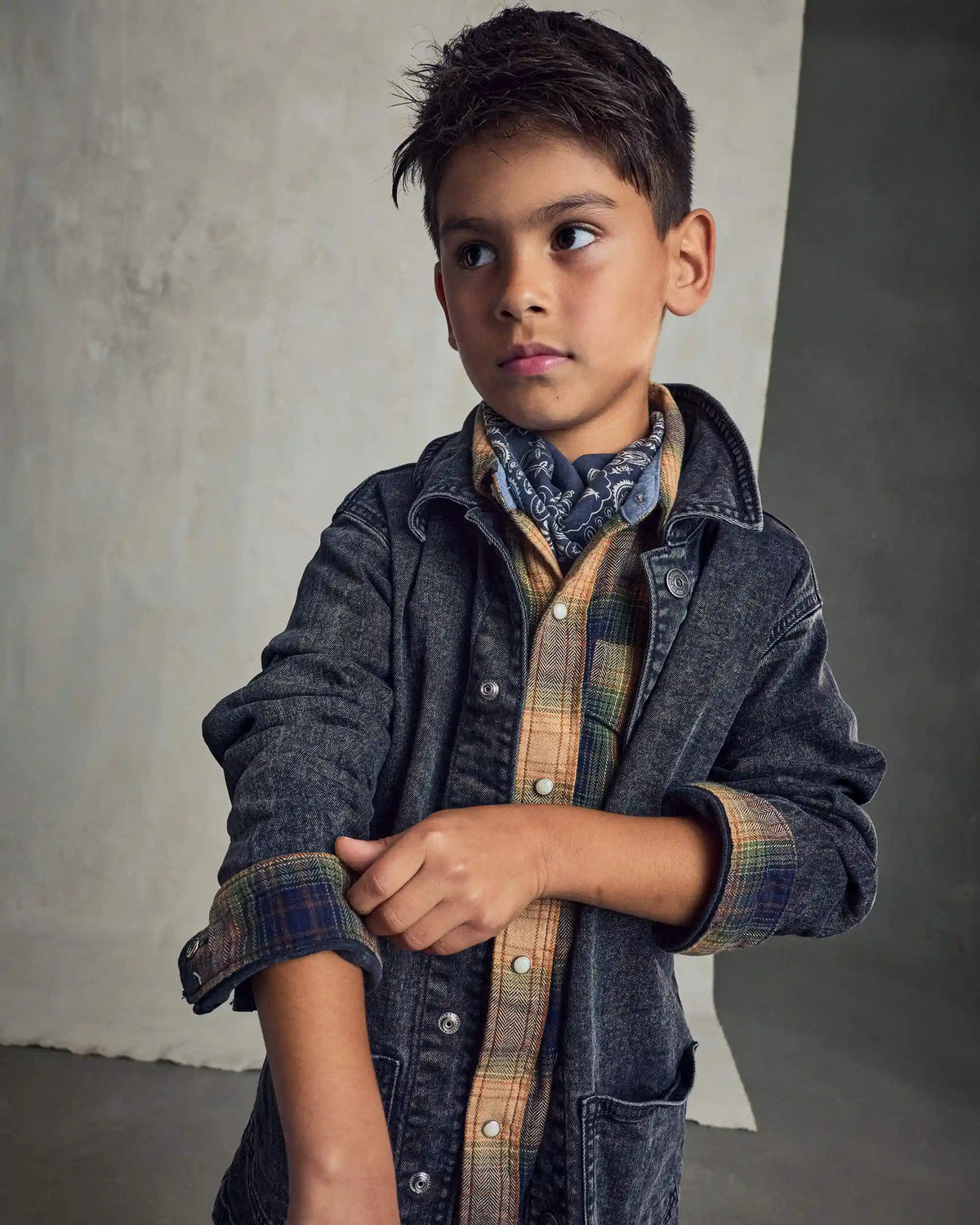 Boys Denim Utility Jacket - Black