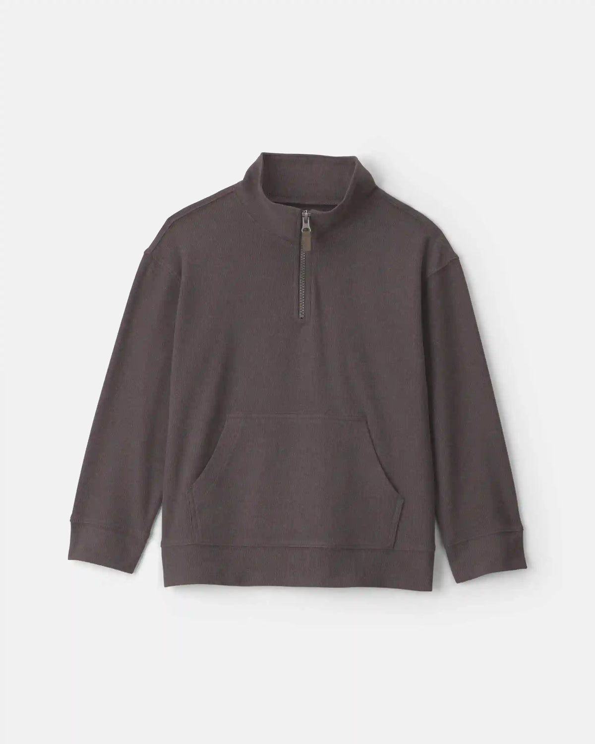 Boys Quarter-Zip Rib Pullover Sweatshirt - Grey