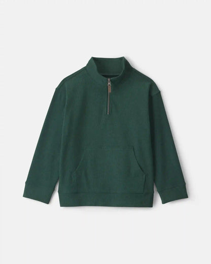 Boys Quarter-Zip Rib Pullover Sweatshirt - Green