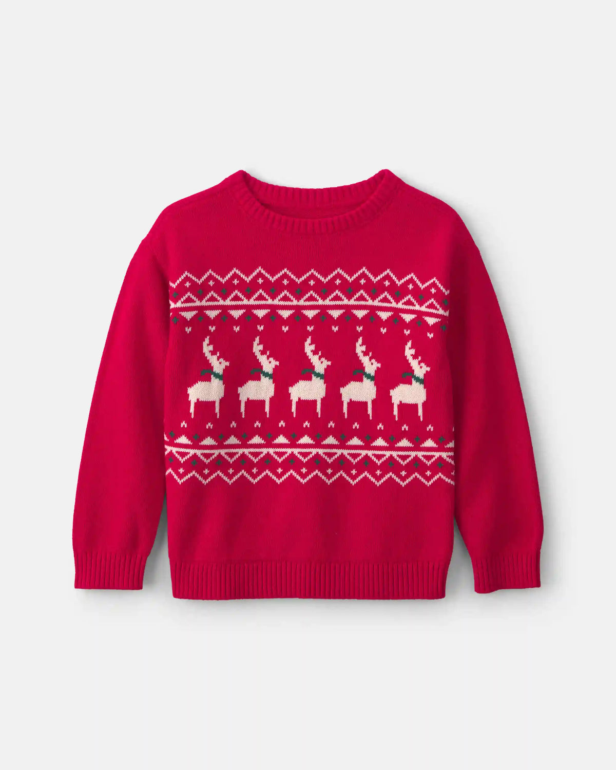 Boys Reindeer Fair Isle Sweater - Red