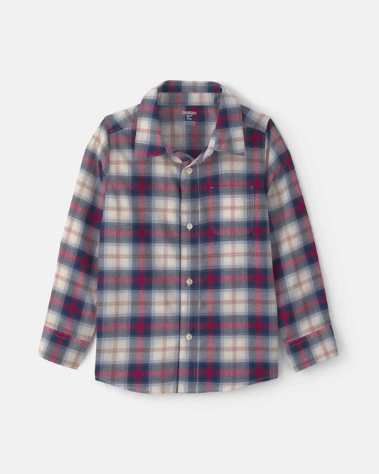 Boys Plaid Long-Sleeve Button-Down Shirt