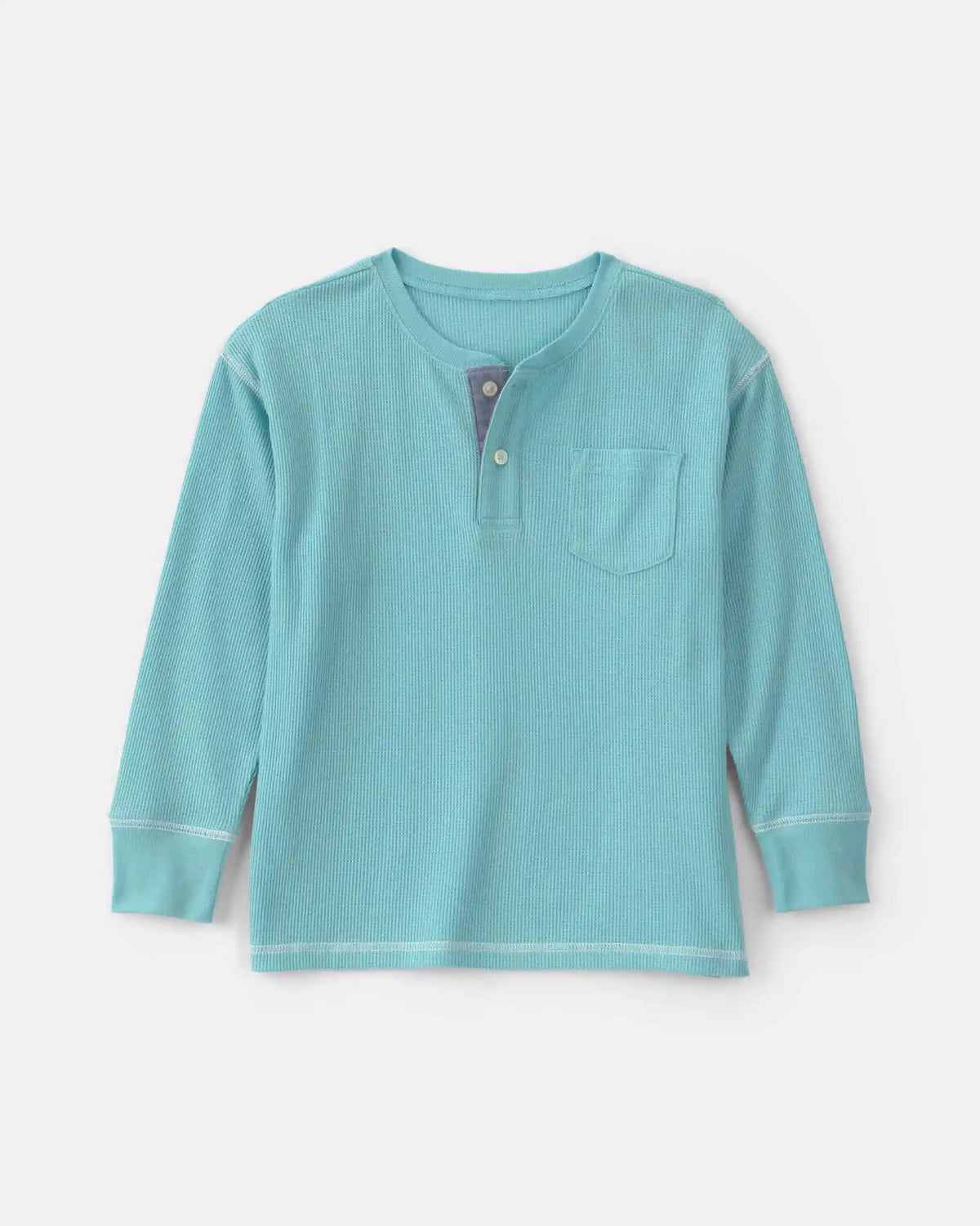 Boys Thermal Long-Sleeve Henley T-Shirt - Blue