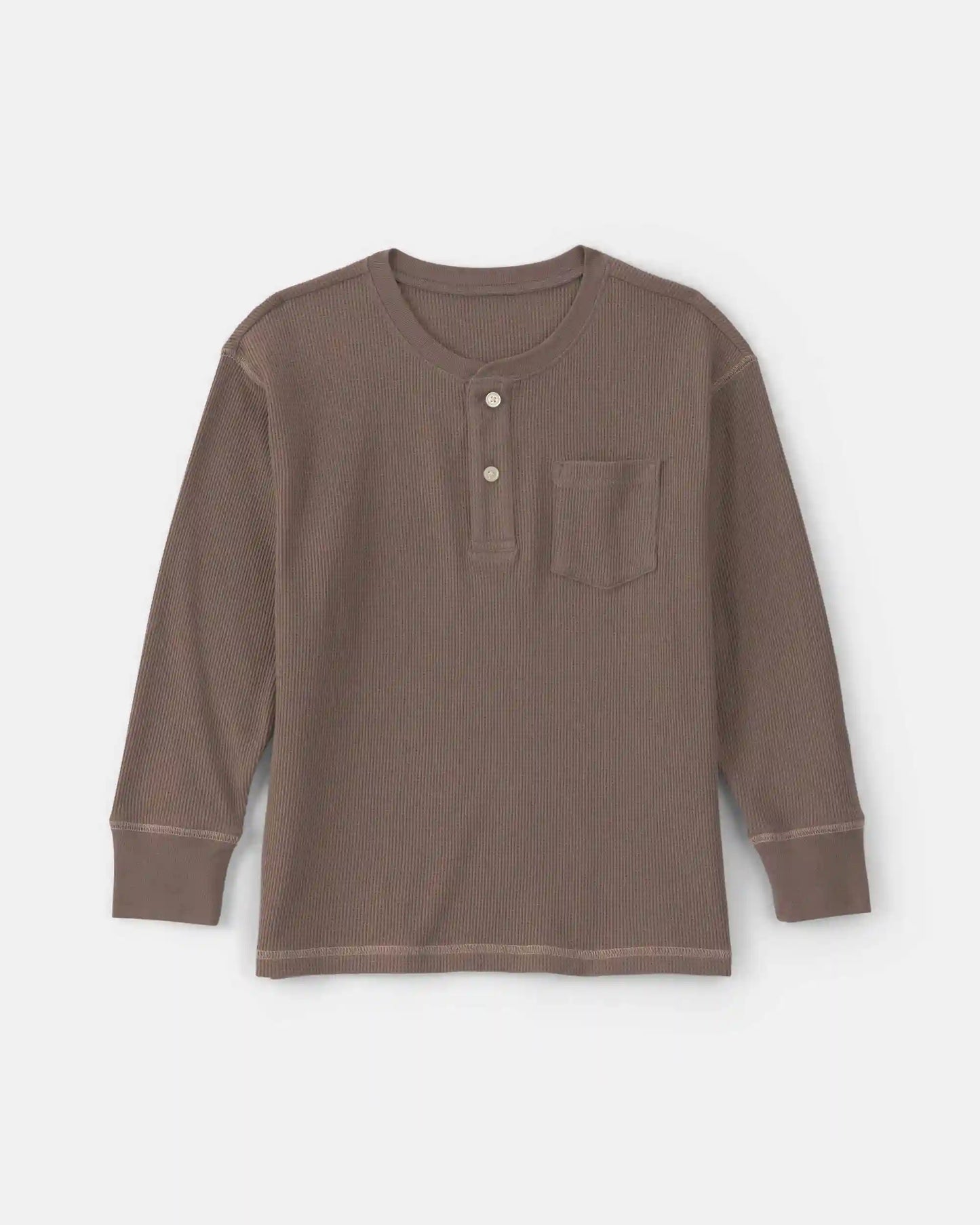 Boys Thermal Long-Sleeve Henley T-Shirt - Brown