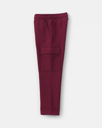 Boys Fleece Cargo Pants - Burgundy