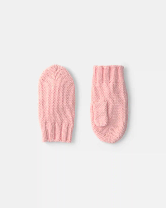 Girls Ribbed Mittens - Light Pink