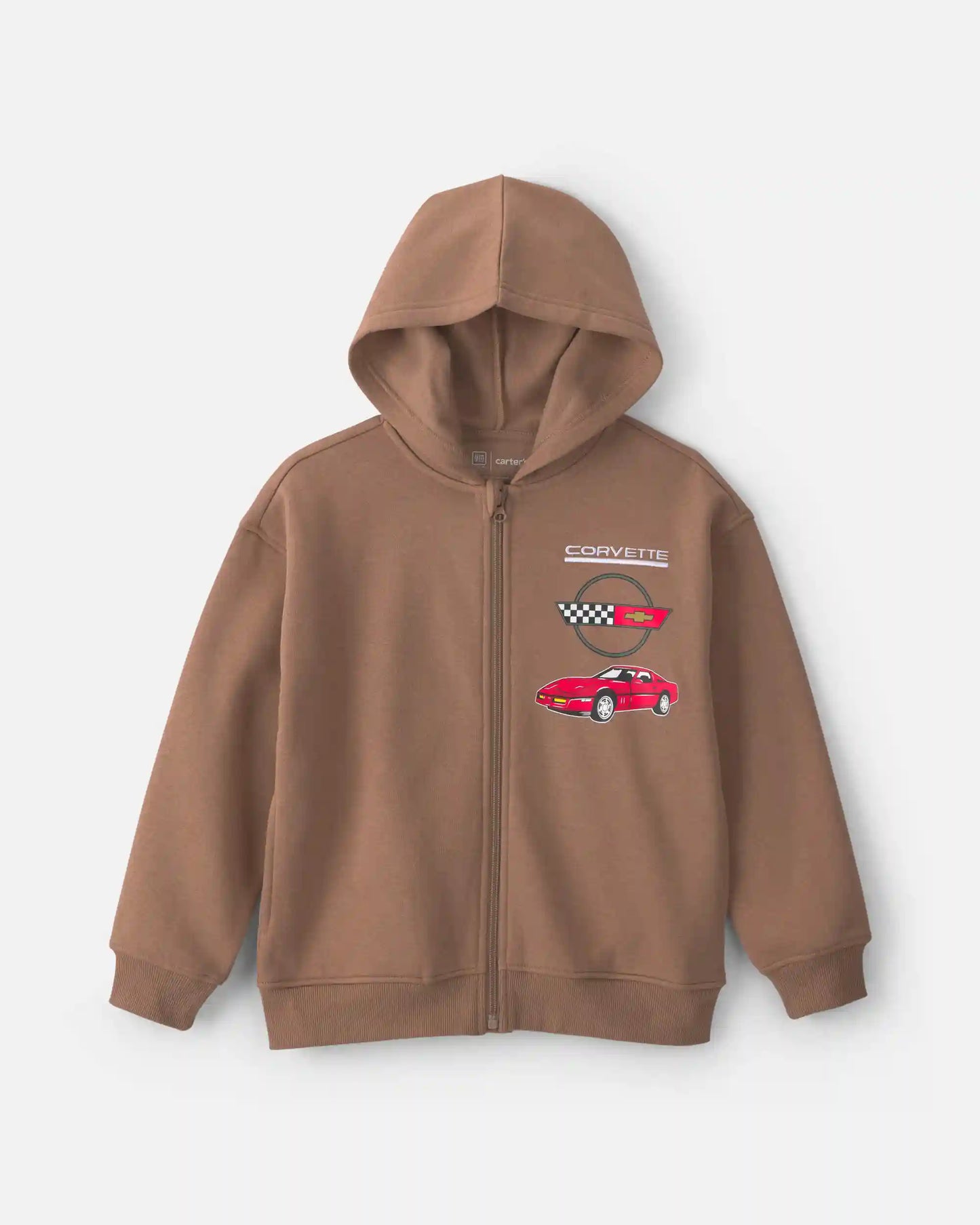 Boys 'Corvette' Zip-Up Hoodie - Brown
