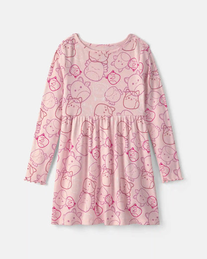Girls Squishmallow Long-Sleeve Dress - Pink