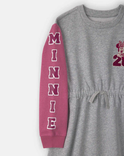 Girls Disney© Minnie Color Block Long-Sleeve Dress - Grey