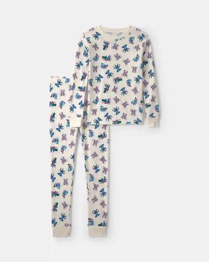 Kids 2-Piece Disney© Stitch Christmas 100% Cotton Snug Fit Pajama Set - Ivory